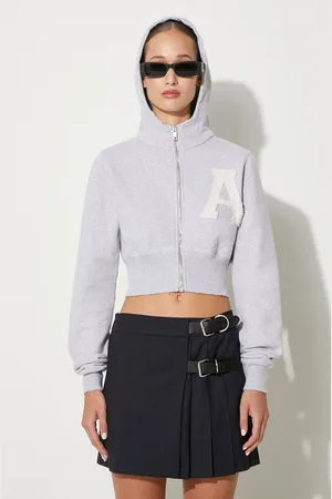 AMBUSH Bluza bawełniana Crop Hoodie damska kolor z kapturem melanżowa BWBB002F24FLE0020505
