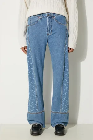 Marine Serre Jeansy Moon Laser Denim Curved Jeans męskie MPA055A