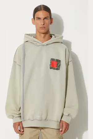 A-cold-wall* Bluza bawełniana Relaxed Cubist Hoodie męska kolor z kapturem z aplikacją ACWMW088-COLDGREY