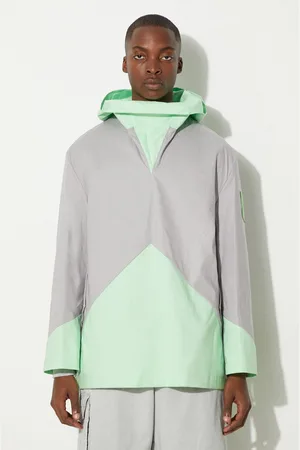 A-cold-wall* Kurtka Woven Geometric Kagool męska kolor przejściowa oversize ACWMO095A.-GREY/GREEN