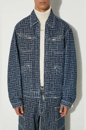Kenzo Kurtka jeansowa Trucker Denim Jacket Weave męska kolor przejściowa oversize FE65DV3106J2.DD