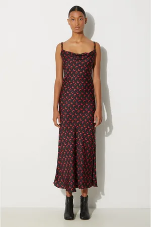Marine Serre Sukienka Moon Printed Flou Long Slip Dress kolor maxi rozkloszowana WDR302A.CWOV0040