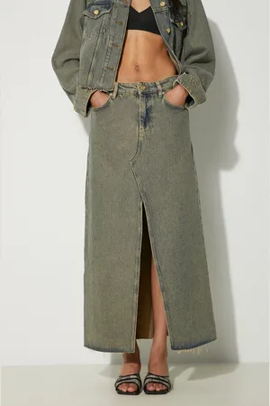 Ganni Spódnica jeansowa Overdyed Heavy Denim Maxi Skirt kolor maxi rozkloszowana J1477