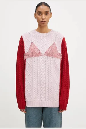 Andersson Bell Sweter wełniany Lace Lingerie Boyfriend-Fit Knit damski kolor atb1183w