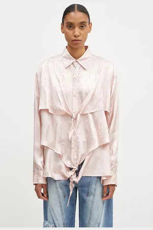 MARTINE ROSE Koszula Knotted Shirt damska kolor relaxed z kołnierzykiem klasycznym 436WS08106