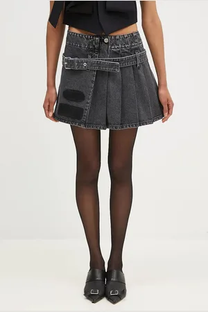 AMBUSH Spódnica jeansowa Denim Pleats Skirt kolor mini rozkloszowana BWYF002F24DEN0011100