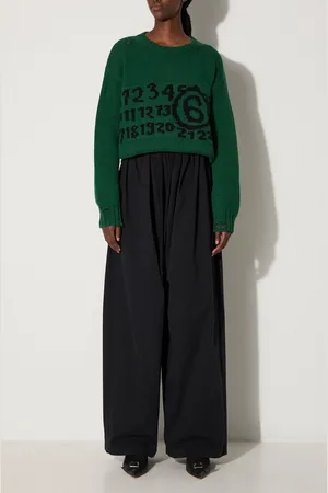 Maison Margiela Spodnie bawełniane kolor szerokie high waist S52KA0501.M35148