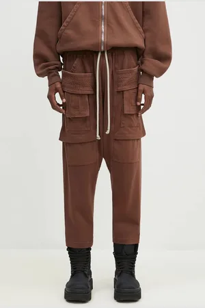Rick Owens Rick Owens spodnie dresowe bawełniane Creatch Cargo Cropped Drawstring kolor gładkie DU02D2371.RIG