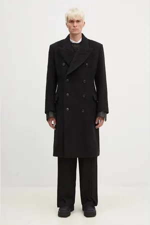 MARTINE ROSE Płaszcz wełniany Double Breasted Shirt Overcoat kolor przejściowy dwurzędowy 325WT07001