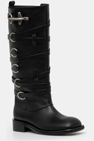 Andersson Bell Kozaki skórzane Harness Boots damskie kolor na płaskim obcasie aaa388w