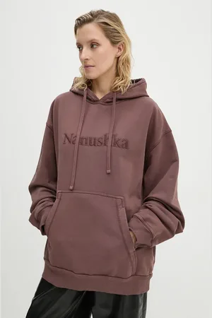 Nanushka Bluza bawełniana EVER damska kolor z kapturem z aplikacją NU24PFSH03378