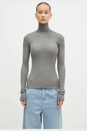 Sportmax Sweter wełniany Flavia damski kolor lekki z golfem 2422366042600