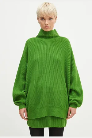 Sportmax Sweter wełniany Veliero damski kolor ciepły z półgolfem 2422366012600