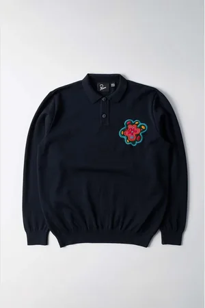 By Parra Sweter wełniany Flower Blob Knitted Polo Shirt kolor 52226