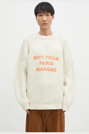 Drôle de Monsieur Sweter wełniany La Maille TressEe Slogan męski kolor ciepły E-PO163-WO028-EC