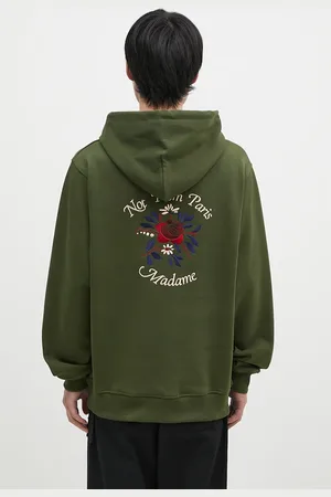 Drôle de Monsieur Bluza bawełniana Le Hoodie Slogan Fleurs męska kolor z kapturem z aplikacją E-HO169-CO127-KK