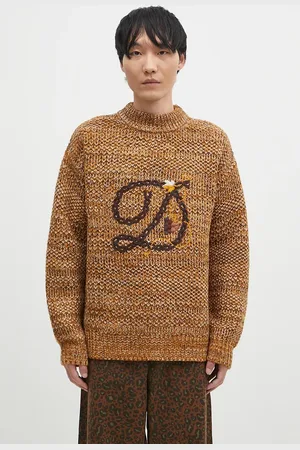 Drôle de Monsieur Sweter wełniany La Maille D tressE męski kolor ciepły z półgolfem E-PO154-WO018-BN