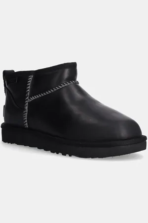 UGG śniegowce skórzane Classic Ultra Mini Lthr Regen kolor 1163490-BLK
