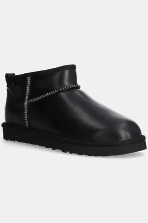 UGG śniegowce skórzane Classic Ultra Mini Lthr Regen kolor 1158191-BLK