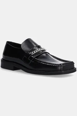 MARTINE ROSE Mokasyny skórzane Square Toe Loafer damskie kolor na płaskim obcasie 1026LP11001W