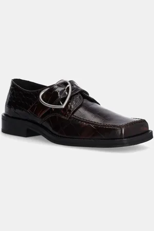 MARTINE ROSE Półbuty skórzane Square Toe Buckle Loafer damskie kolor na płaskim obcasie 1055LE01710W