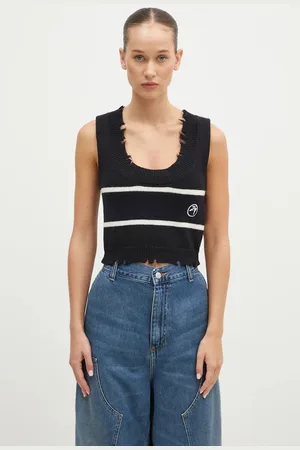 AMBUSH Kamizelka bawełniana Destroyed Rib Round Neck kolor BWHT003F24KNI0011031