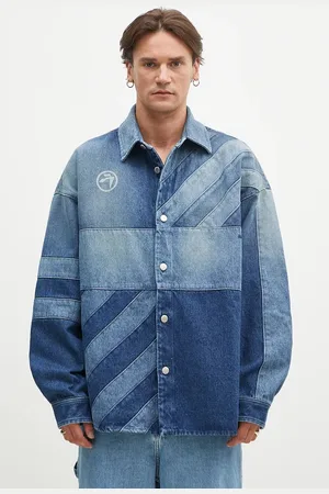 AMBUSH Kurtka koszulowa Patchwork Denim Shirt Vintage kolor przejściowa oversize BMYD003F24DEN0014400