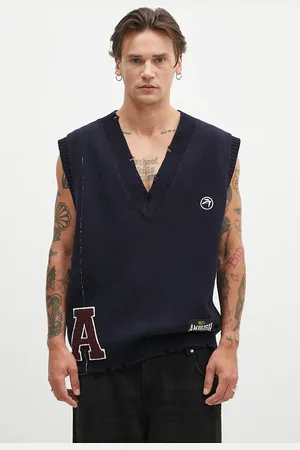 AMBUSH Kamizelka wełniana Repair Stitch V Neck Vest kolor ciepły BMHZ002F24KNI0014628