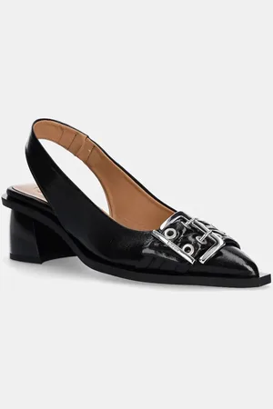 Ganni Czółenka Feminine Buckle Slingback Pump Naplack kolor na słupku z odkrytą piętą S2892
