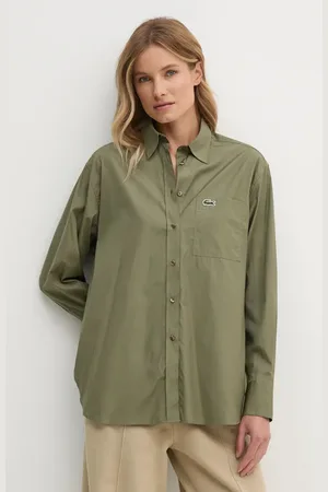Lacoste Koszula bawełniana damska kolor relaxed z kołnierzykiem klasycznym