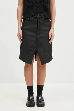Rick Owens Rick Owens spódnica jeansowa Slivered Skirt kolor mini rozkloszowana DS02D2340.SBW