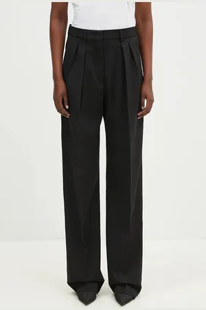 Sportmax Spodnie wełniane Assuan kolor szerokie high waist 2422136032600