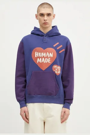 HUMAN MADE Bluza bawełniana Colorblock Hoodie męska kolor z kapturem z nadrukiem HM28CS023