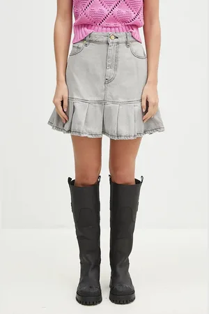 Ganni Spódnica jeansowa Future Denim Pleated Mini Skirt kolor mini rozkloszowana J1550