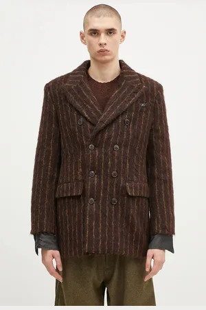 MARTINE ROSE Płaszcz wełniany Double Breasted Short Coat kolor przejściowy dwurzędowy 328WT02702
