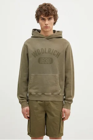 Woolrich Bluza bawełniana Garment Dyed Logo Hoodie męska kolor z kapturem wzorzysta CFWOSW0220MRUT3686