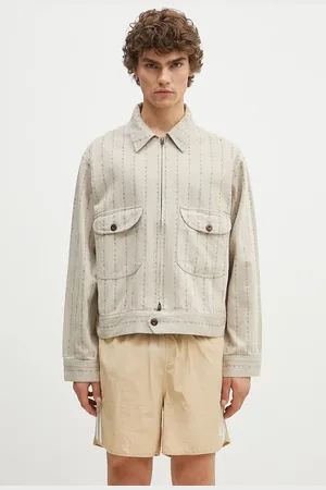 HUMAN MADE Kurtka koszulowa bawełniana Herringbone Zip-Up Work Jacket kolor przejściowa HM28JK014