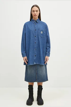 Carhartt Koszula jeansowa Glennon Shirt Jac damska kolor relaxed z kołnierzykiem klasycznym I033775.0106