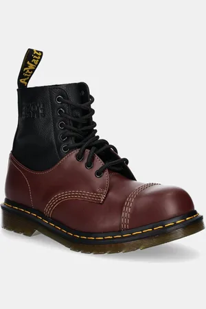 Maison Margiela Botki skórzane x Dr. Martens damskie kolor na płaskim obcasie S66WU0125.P8029