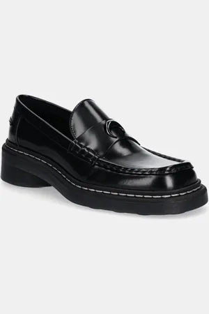 Marine Serre Mokasyny skórzane Shiny Leather Ms Loaf damskie kolor na płaskim obcasie WFW046A.RLEA0018