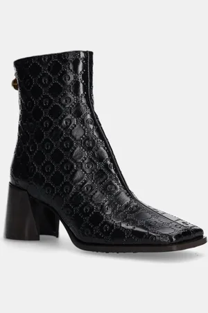 Marine Serre Botki skórzane Moonogram Embossed Leather Ms Block damskie kolor na słupku WFW037A.CLEA0051