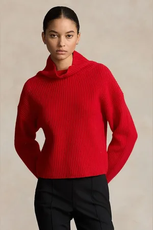 Ralph Lauren Sweter wełniany damski kolor ciepły z golfem 211910459