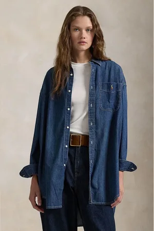 Ralph Lauren Koszula jeansowa damska kolor relaxed z kołnierzykiem klasycznym 211959035