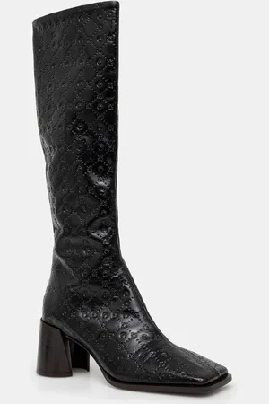 Marine Serre Kozaki skórzane Moonogram Embossed Leather Ms Block High damskie kolor na słupku WFW038A.CLEA0051