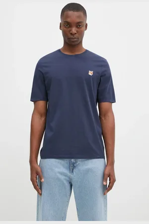 Maison Kitsuné T-shirt bawełniany Fox Head Patch Regular Tee Shirt męski kolor z aplikacją LM00104KJ0008
