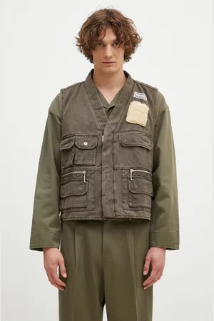 Kenzo Bezrękawnik bawełniany Multipocket Gilet kolor przejściowy FE65VE0089GK.92