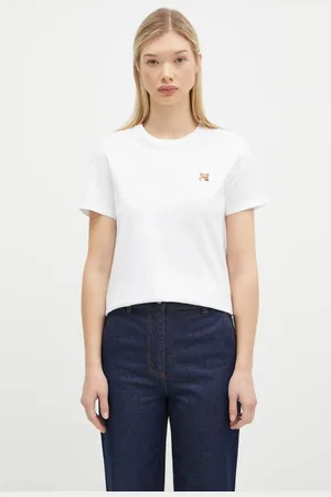 Maison Kitsuné T-shirt bawełniany Fox Head Patch damski kolor LW00105KJ0008