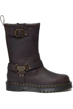 Dr. Martens Kozaki skórzane Anistone Hi damskie kolor na płaskim obcasie lekko ocieplone DM31901201