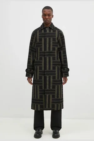 Kenzo Płaszcz wełniany Weave Overcoat kolor przejściowy oversize FE65MA0329JB.99