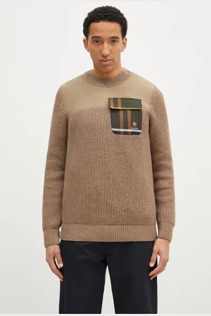 Baracuta Sweter wełniany Barbour x Baracut Miller Knit męski kolor ciepły BRMAG0191